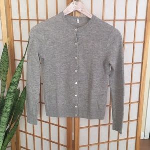 Muji heather grey crewneck wool and yak sweater